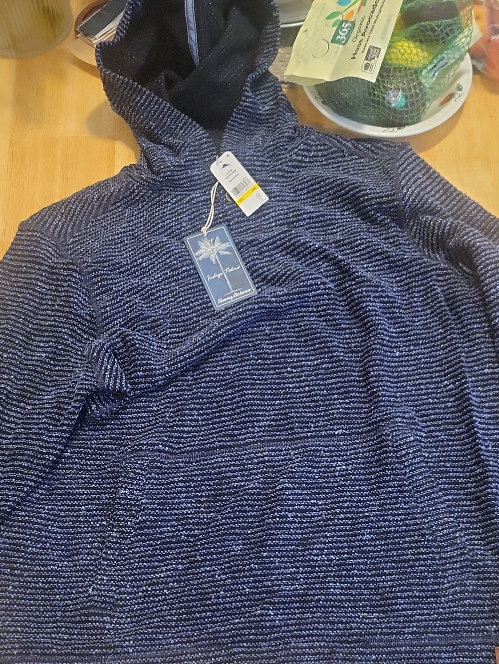 Tommy Bahama Navy Textured Hooded Pullover